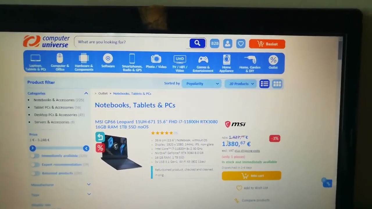 طريقة معرفة المنتجات المعاد تصنيعها في موقع Computeruniverse | Refurbished Items