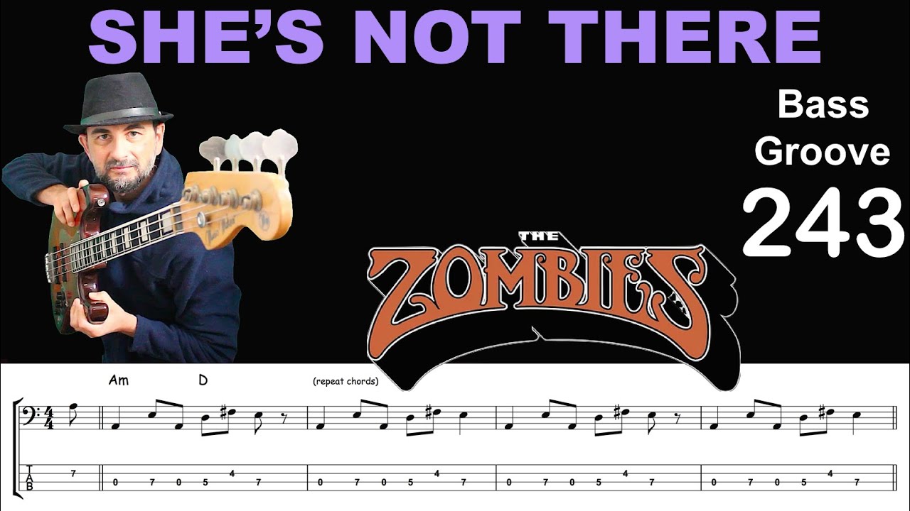 SHE'S NOT THERE (The Zombies) Bass Cover, How to Play, Groove w/ Sheet & Tab
