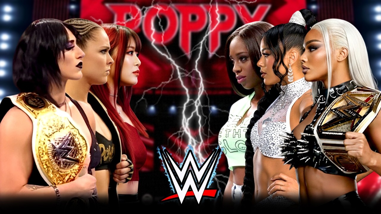 WWE Full Match Rhea Ripley Iyo Sky & Ronda Rousey vs Jade Cargill Bianca Belair & Naomi - Feb-17-26