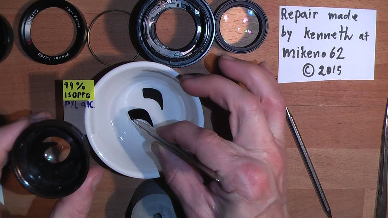 Oil on aperture blades in Carl Zeiss Planar 50mm 1:1.4  C/Y mount