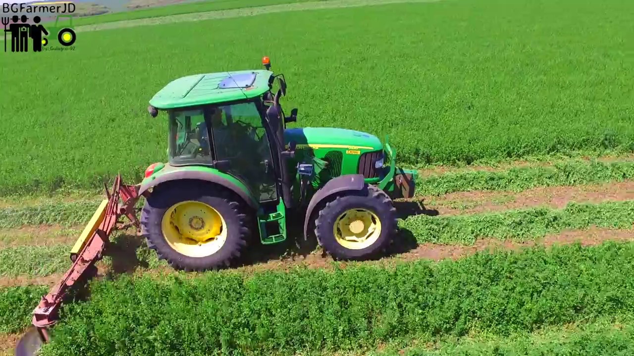 Drone View: 1st Alfalfa Mowing- John Deere 5820 - Косене на люцерна (1-ва коситба) Bulgaria, Zadruga
