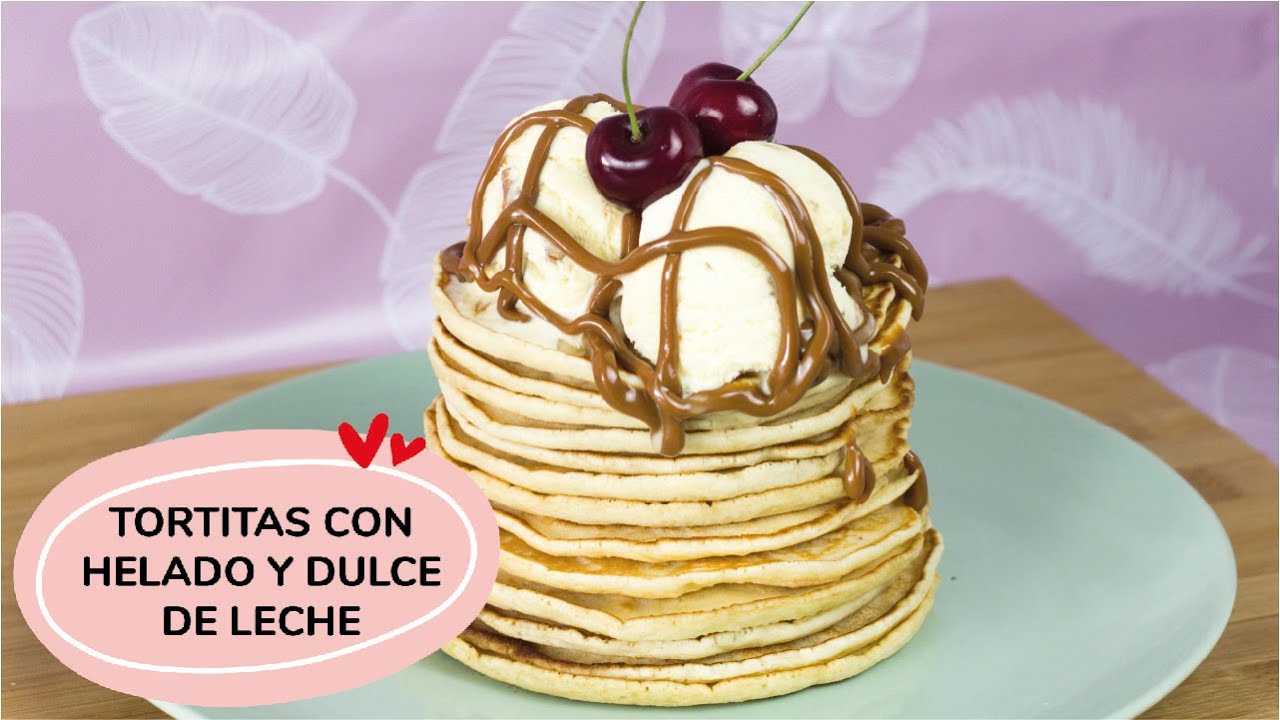CÓMO preparar TORTITAS CASERAS con HELADO y DULCE de LECHE | HOT CAKES | PANCAKES 😍🥞🍨🤩