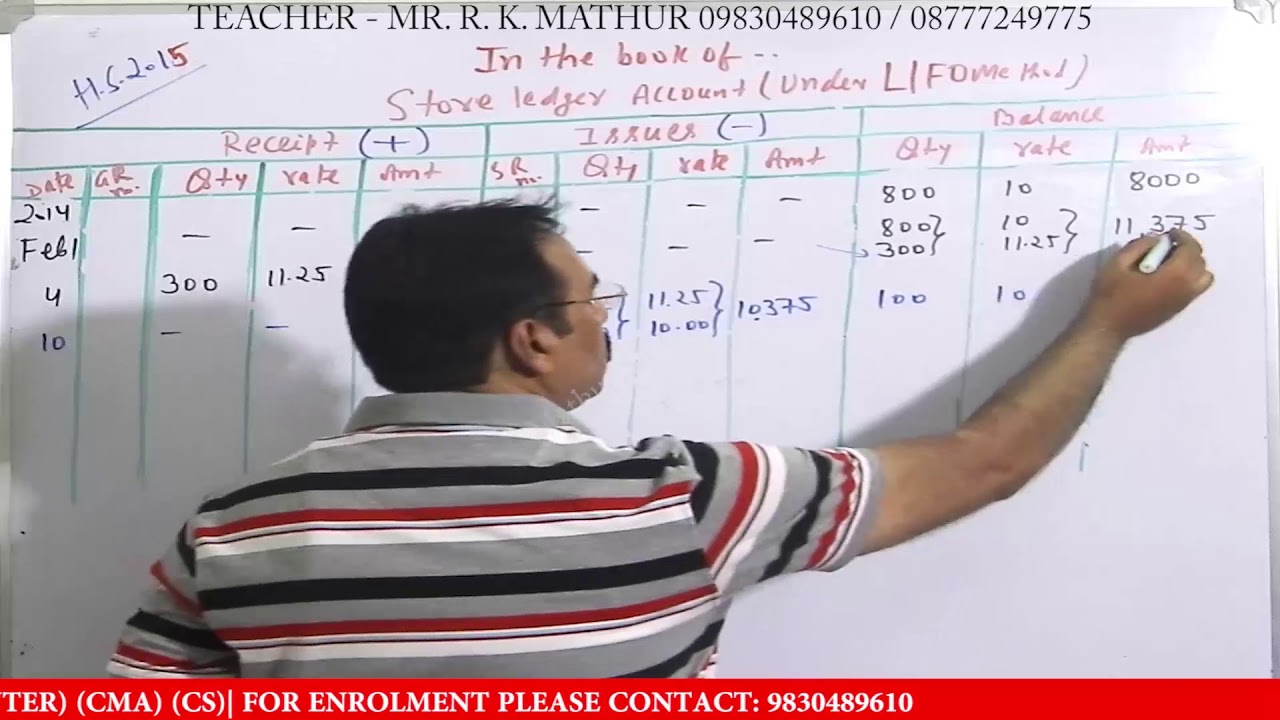 LIFO Method of Store Ledger Year 2015 Solved | Inventory Management and Control