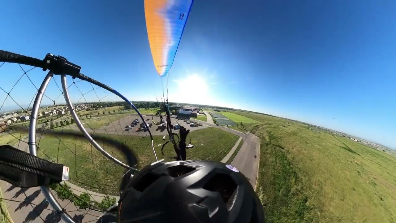 Fredrick Colorado low flying on a paramotor