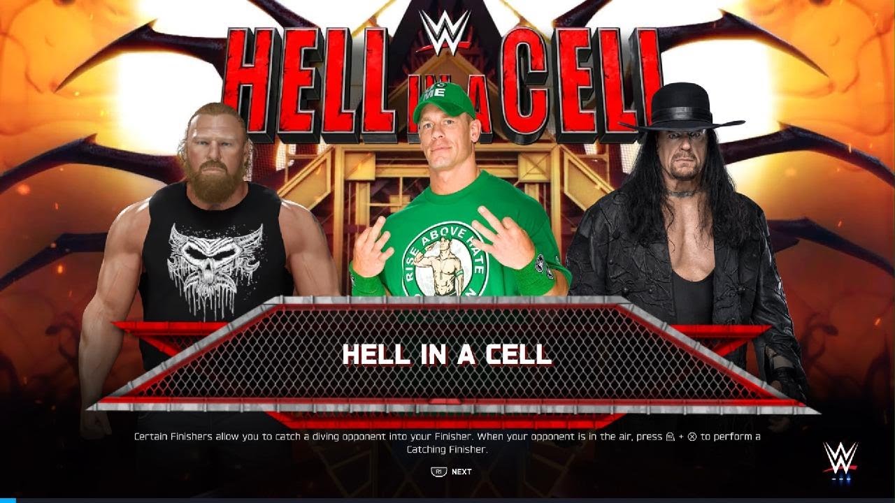 WWE 2K25 Hell In A Cell Match John Cena vs Brock Lesnar vs The Undertaker