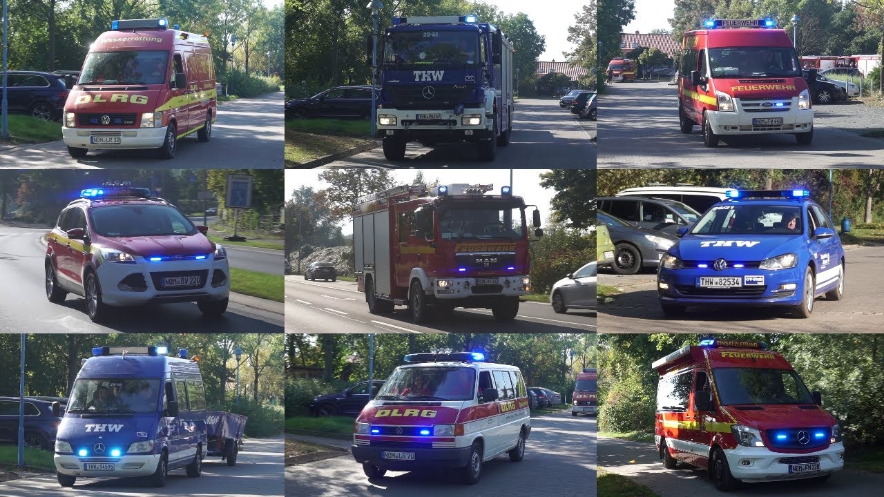 [Unangekündigte Alarmübung in Northeim!] Einsatzfahrten THW, DLRG & Feuerwehr aus Northeim