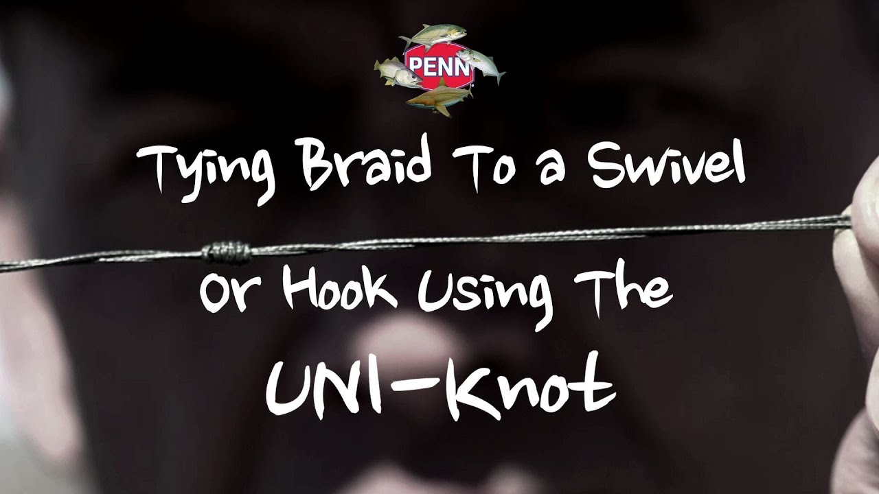 Привязывание тесьмы к вертлюгу или крючку с помощью узла Uniknot