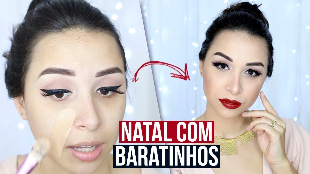MAQUIAGEM CLÁSSICA DE NATAL SÓ COM BARATINHOS