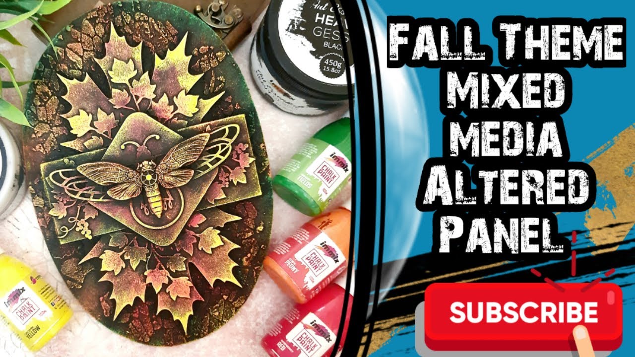Fall mixed media using expressions craft chipboard emebellishments | easy step by step tutorial |