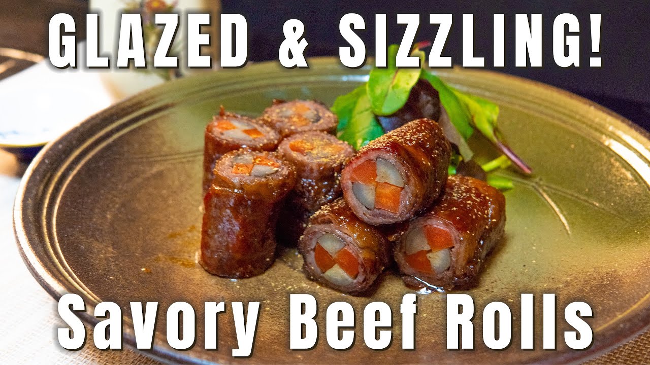 ASMR | Sizzling Beef-Wrapped Burdock & Carrot 🥩 Satisfying Cooking Sounds