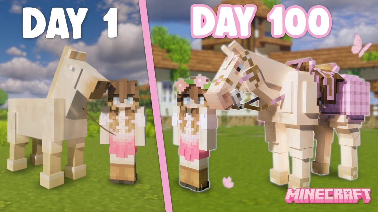 I SURVIVED 100 DAYS IN A COZY COTTAGECORE HORSE WORLD | Pinehaven