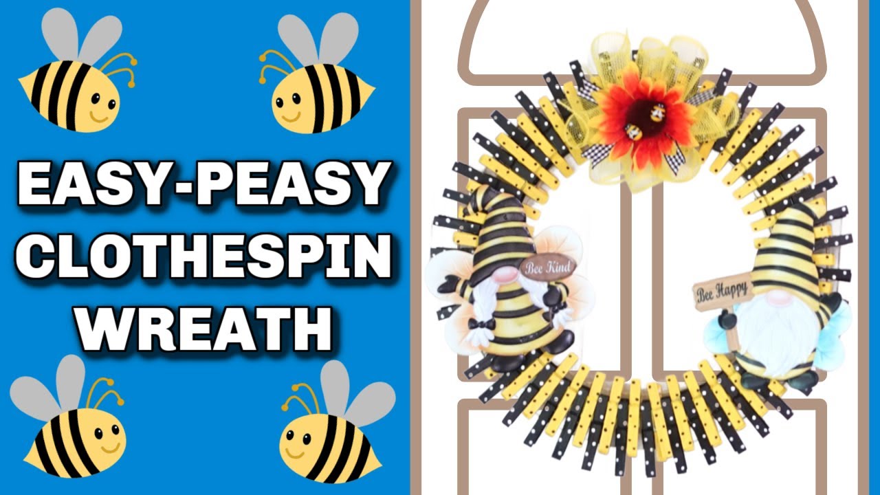 Bee-utiful Dollar Tree Diy Clothespin Wreath!