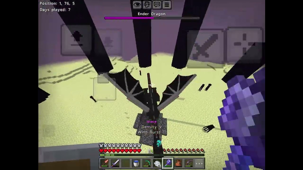 Beating minecraft on mobile with mace