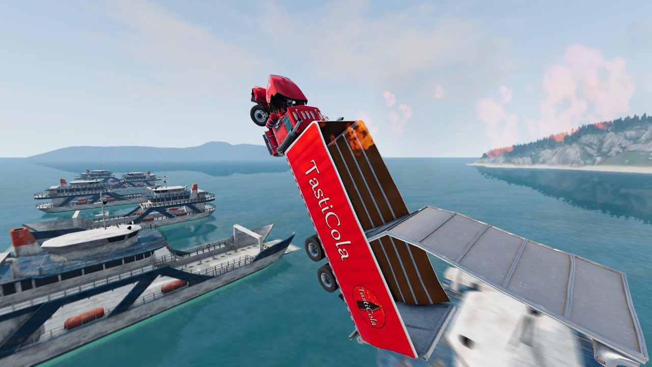 Автомобили против 10 кораблей | BeamNG Drive
