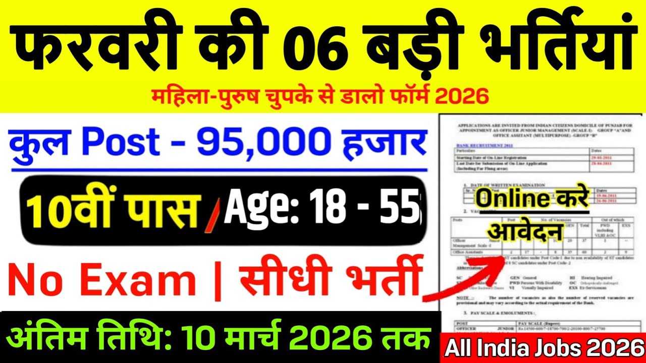6 साल बाद आई भर्ती February 2026 में | Best 6 Central Govt Jobs Vacancy 2026 | New Jobs Vacancy 2026