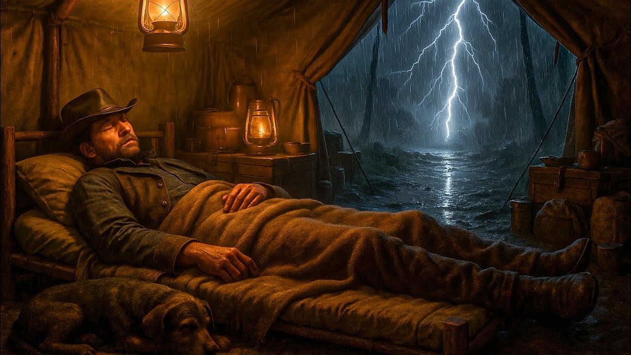 Arthur and His Dog Resting in a Cozy Tent During a Heavy Thunderstorm/RDR2 ASMR 