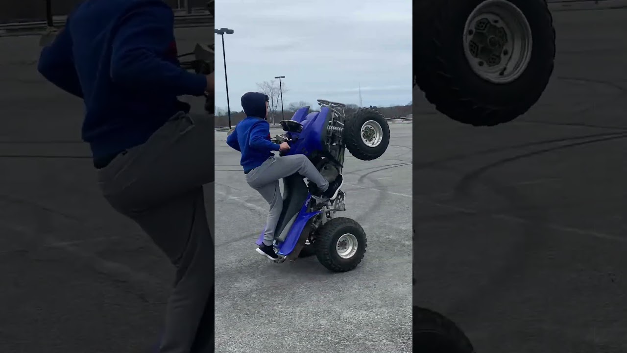 Teaching my boy how to wheelie going wrong 😂😅 #wheelie #yamaha #fail #atv