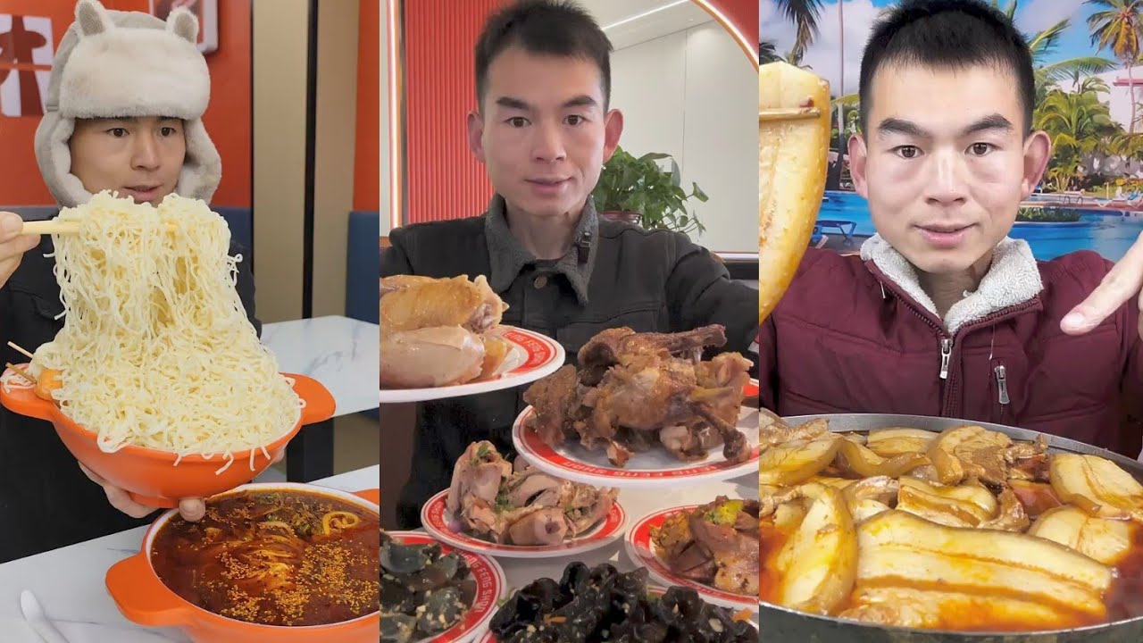 Mukbang Foodie Meat 🍖🥓 Pork Chicken 🍗 Noodles 🍜 with Chinese food #eating #food #pork #chinesefood 
