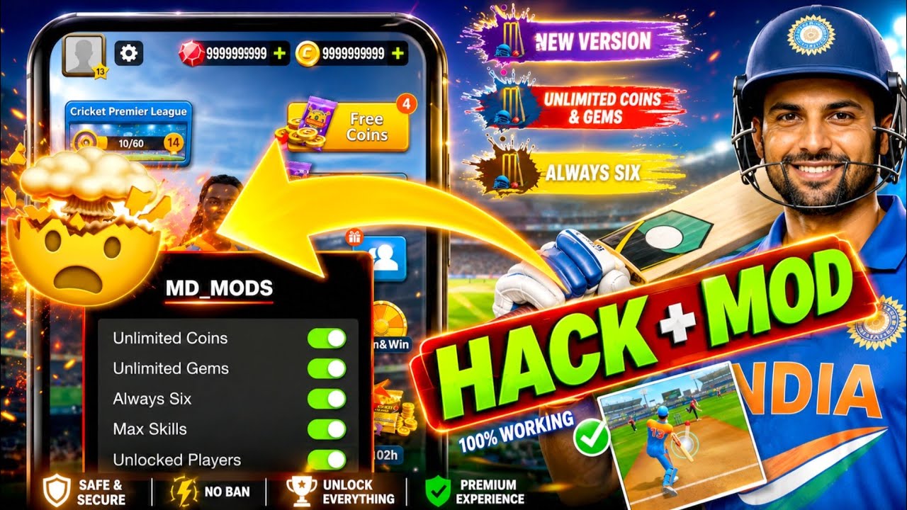 🏏 Cricket League Mod APK Latest Version | Unlimited Coins 💰 | All Players Unlocked | 🔥