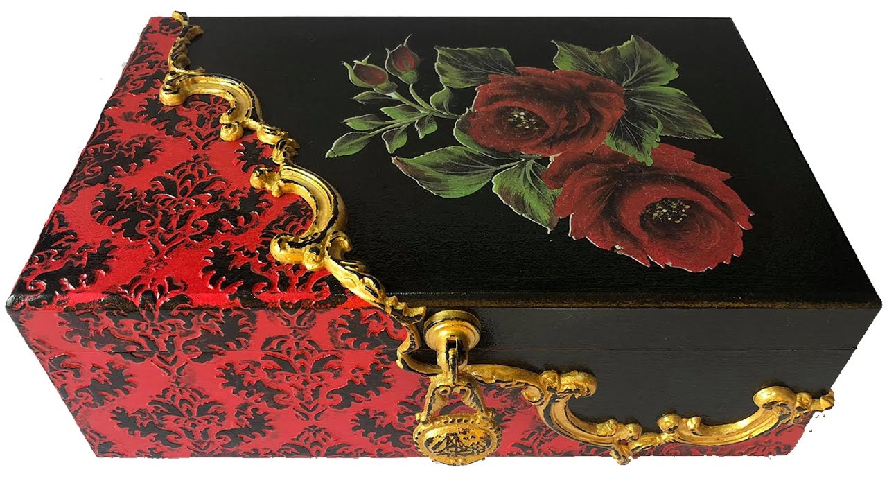 DIY DECOUPAGE BOX WITH TRANSFER / BEAUTIFUL DECOUPAGE BOX