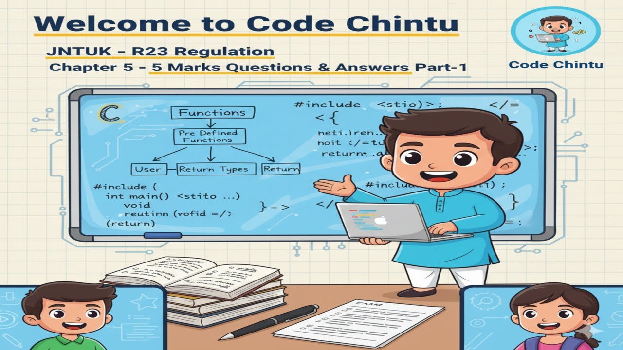 JNTUK R23 | C Programming UNIT-5 Part-1 | Functions Basics | 5 Marks Q&A | Telugu