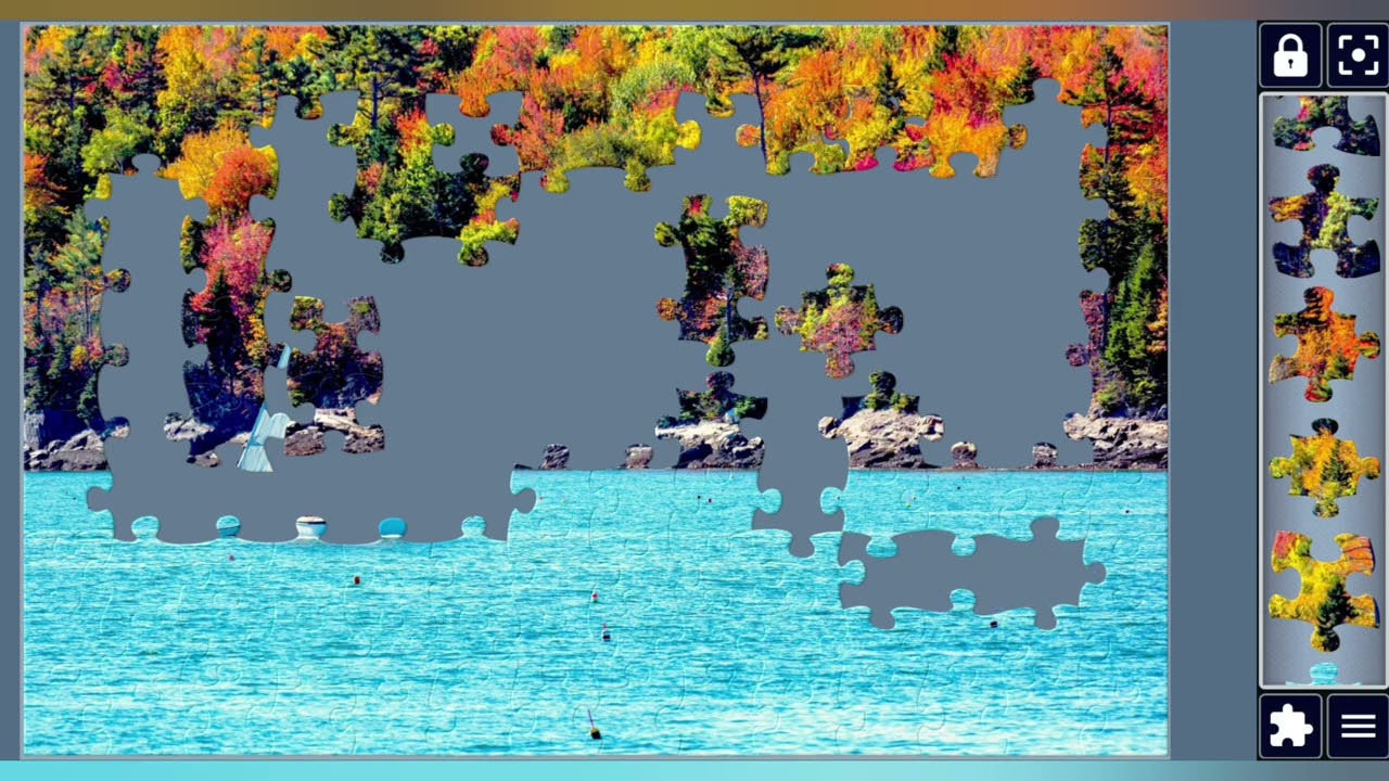 Sailboat in Autumn against deep blue Ocean water in Coastal Maine,New England⛵🌊//puzzlesArt🧩🧩//