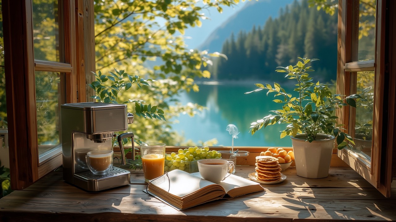 A Cozy Morning Overlooking the Lake ☕ Relaxing Coffee Piano for Calm & Focus