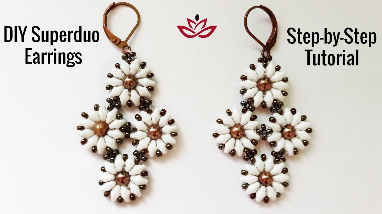Diamond Shaped Superduo Earrings - Tutorial || DIY