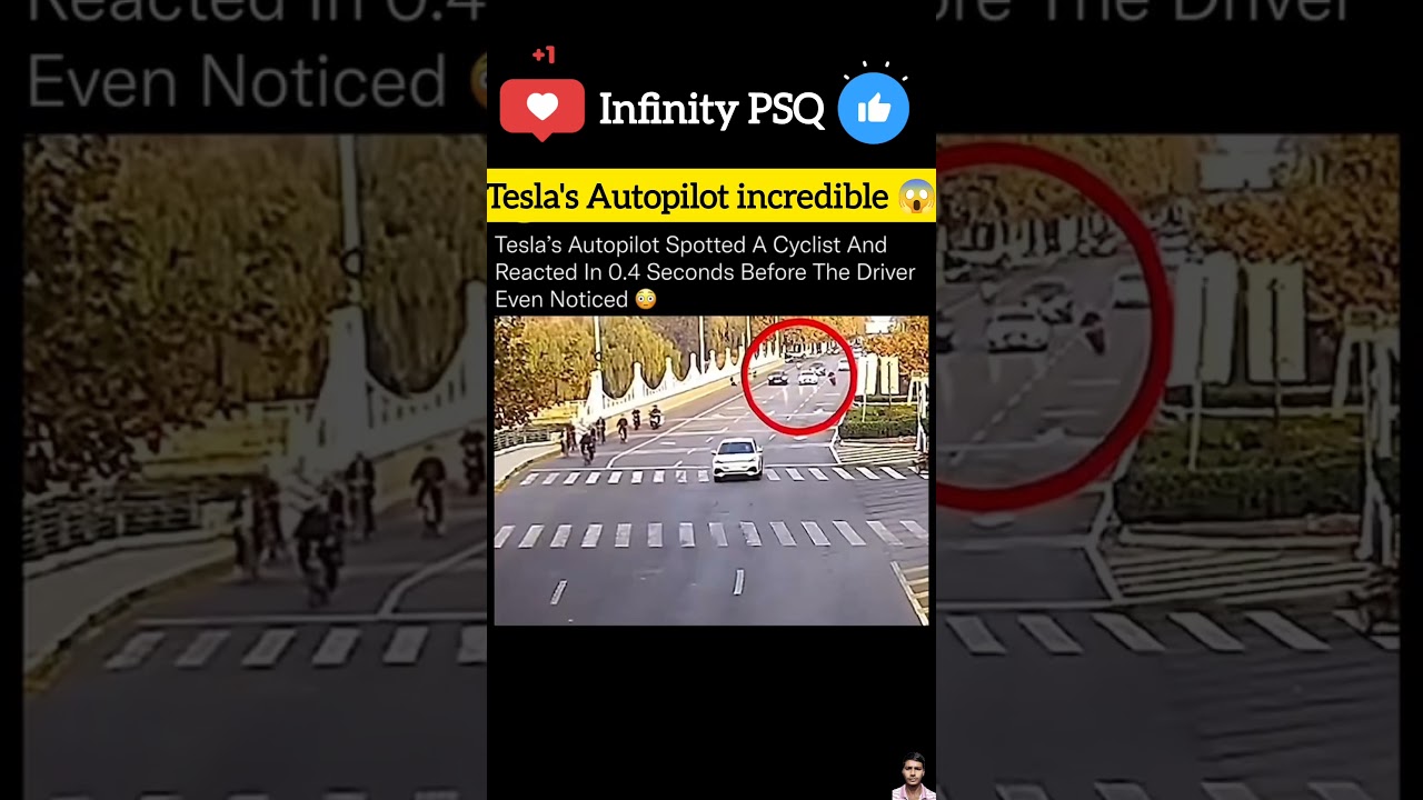 Tesla's UNBELIEVABLE Autopilot Pulls Off a Cyclist Rescue! #shorts #tesla #technology #innovation ai