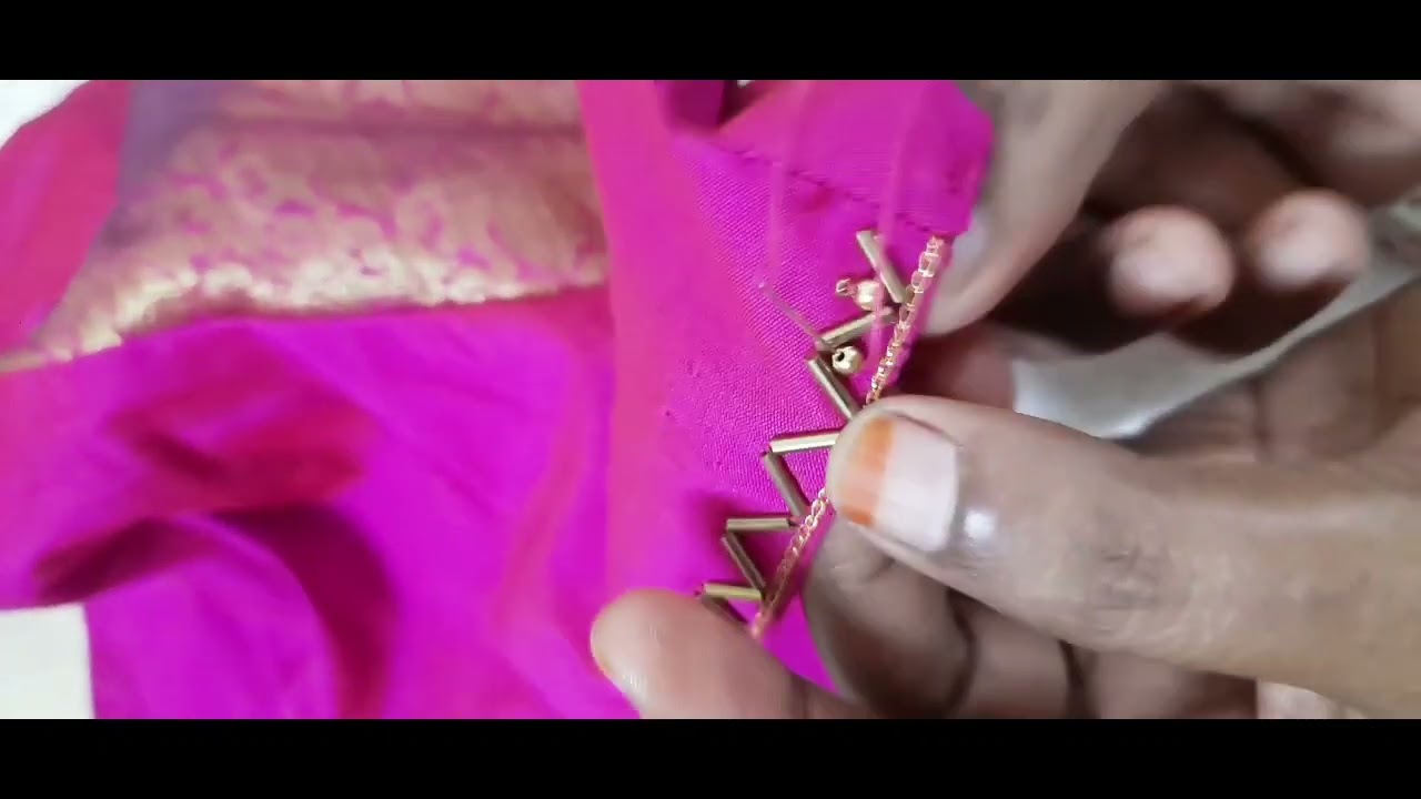 Normal blouse makeover to designer blouse /Simple normal needle work on stitched blouse /Beads work