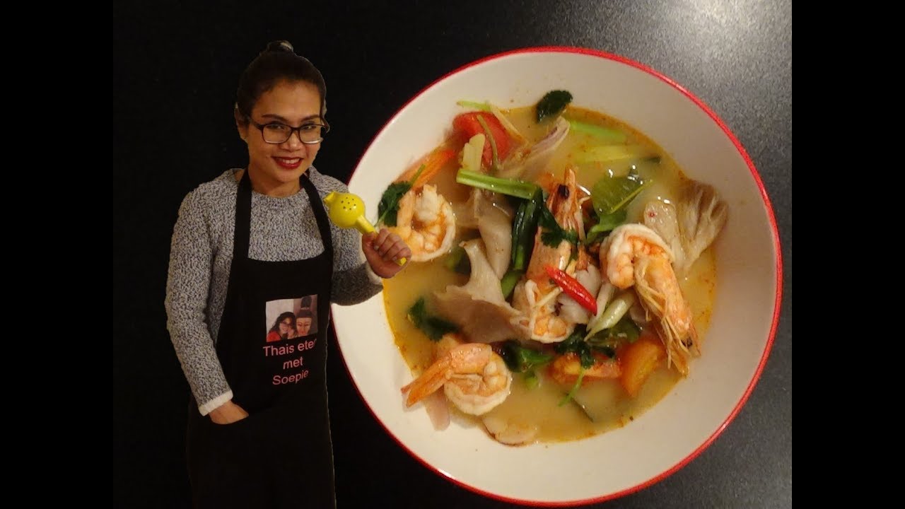 Gebonden Tom Yam soep met garnalen. Video #50 Thais eten in Nederland met Soepie.