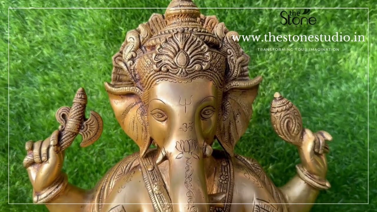Brass Ganesha Idol For Home 1.5ft, www.thestonestudio.in