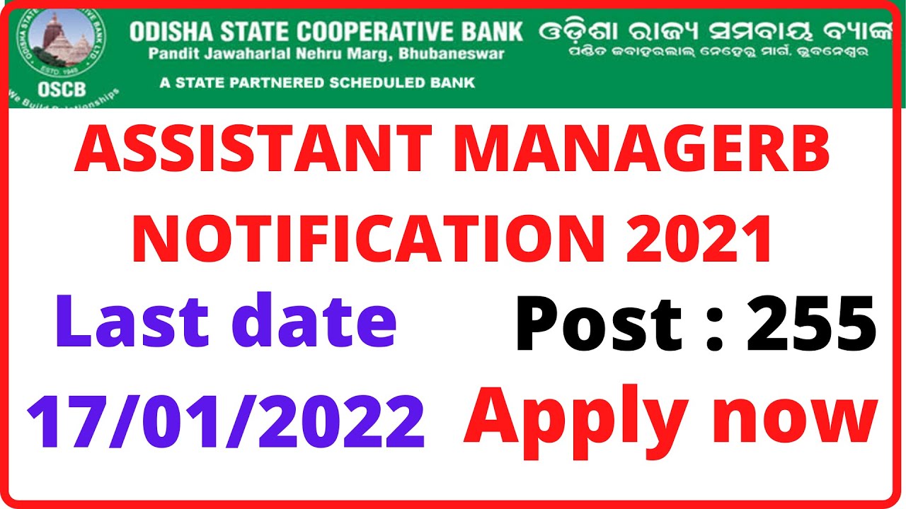 Odisha state cooperative Bank recruitment 2021 || Odisha bank assistant manager vacancy