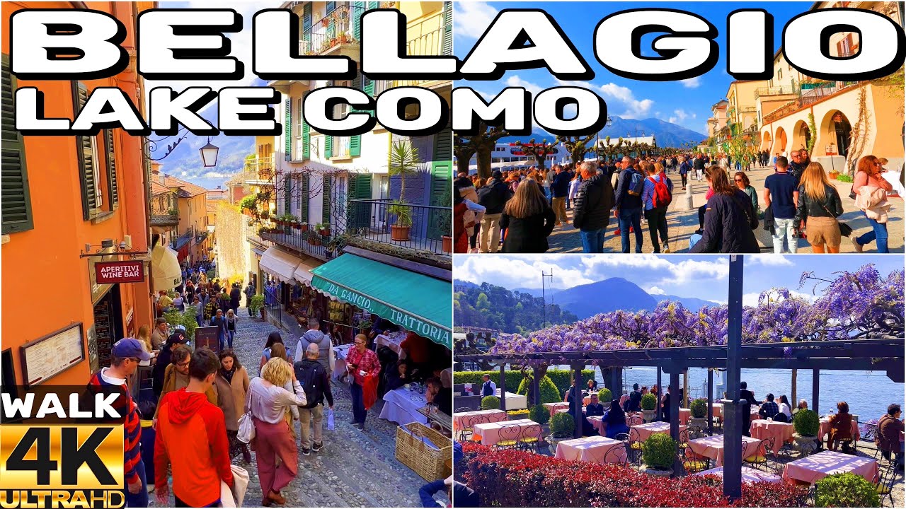 [4K] 🇮🇹 BELLAGIO, LAKE COMO ITALY WALKING TOUR. THOUSANDS OF TOURISTS IN APRIL