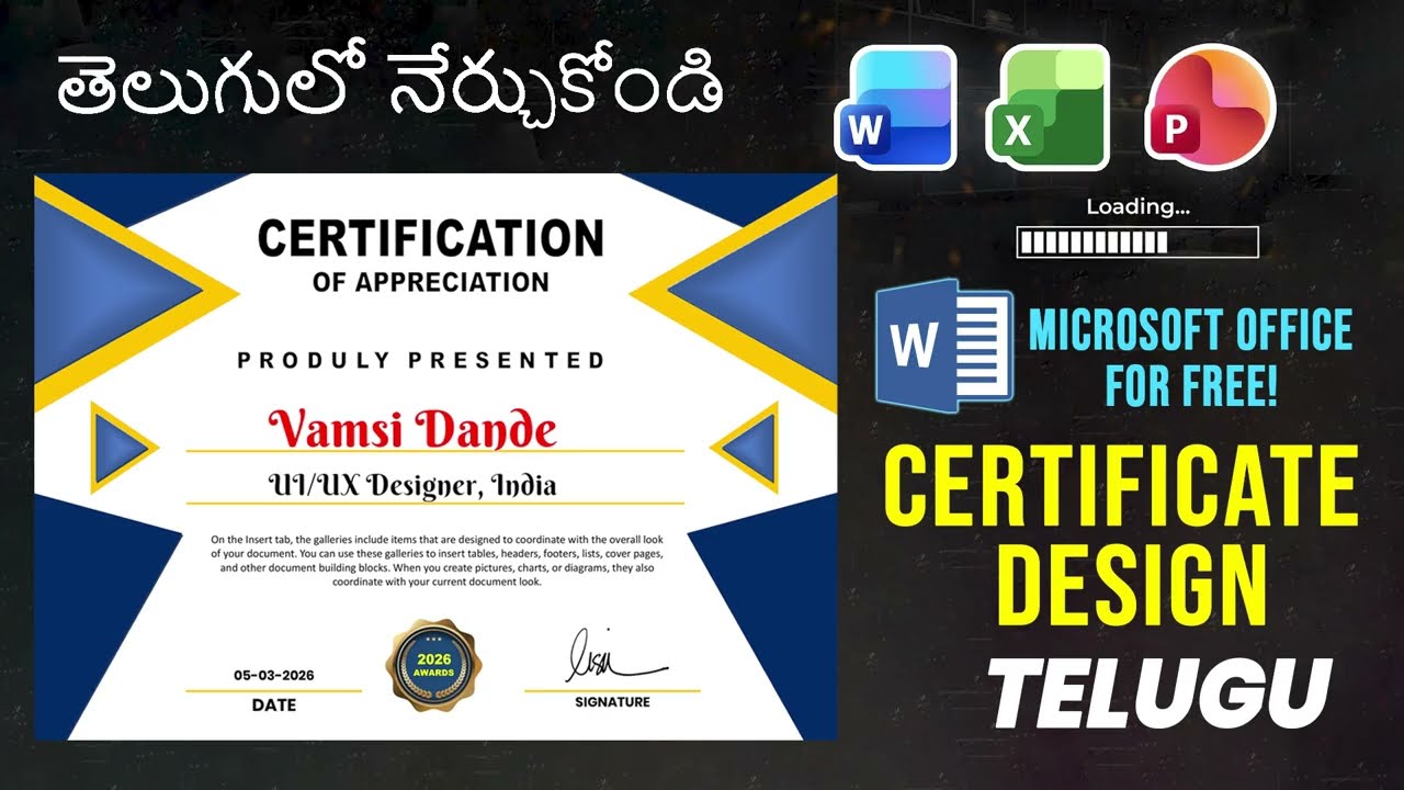 How to Create a Certificate Design in MS Word Telugu By Vamsi Dande