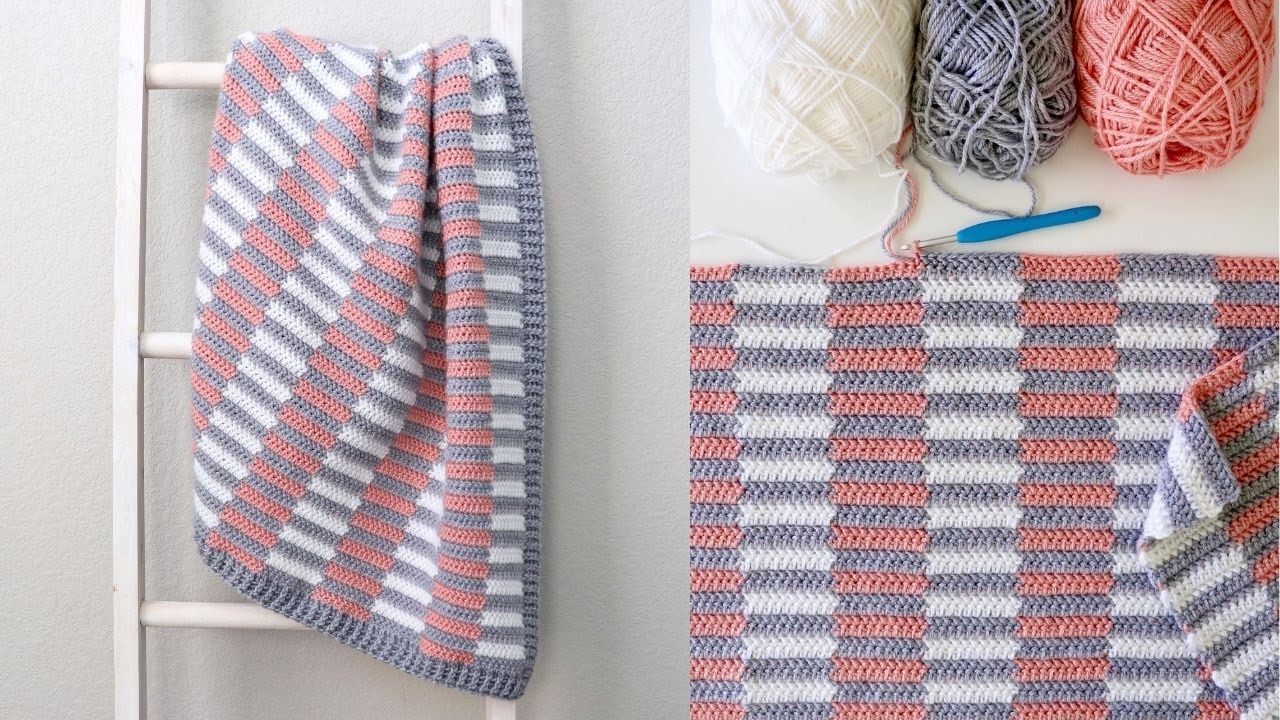 Crochet Mini Half Stripe Baby Blanket