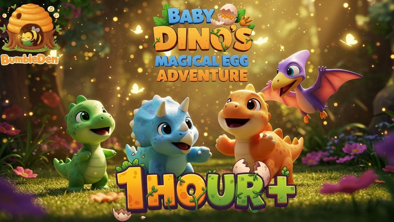Bumble Den | Baby Dino&rsquo;s Magical Egg Adventure 🦕 | 1 Hour+ Loop of Dinosaur Nursery Rhyme