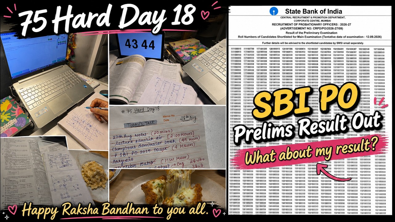 🚨SBI PO Prelims Result🎯|🎀Day-18/75 Hard 💕| A Day In My Life🧿| 8 Hours+ Study🌸| Banking Aspirant🌻