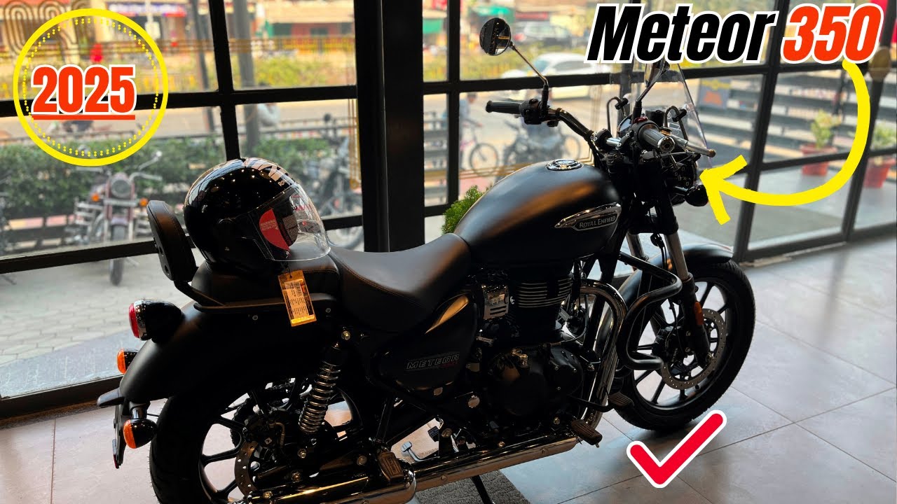 2025 New Royal Enfield Meteor 350 Stellar Black Color Detailed Review |