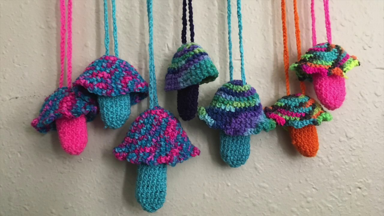 DIY Crochet Mushroom Lighter Holders