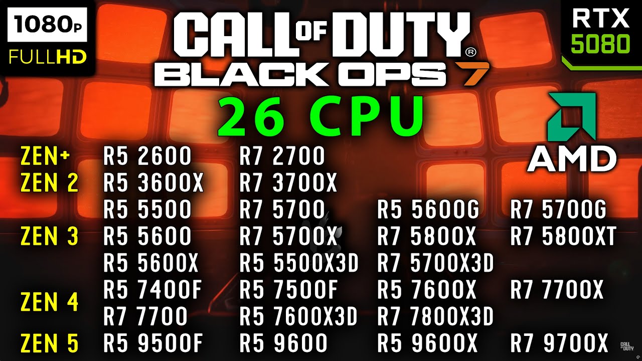 26 AMD CPUs Benchmark in Call of Duty Black Ops 7 | Benchmark 26 CPUs | ZEN+, ZEN2, ZEN3, ZEN4, ZEN5