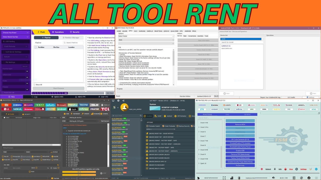 ALL TOOL RENT LOW PRICE | EME , AMT ,TFM , TSM PRO ,UNLOCKTOOL , UAT , CHEETAH , DFT , MST , MDM FIX