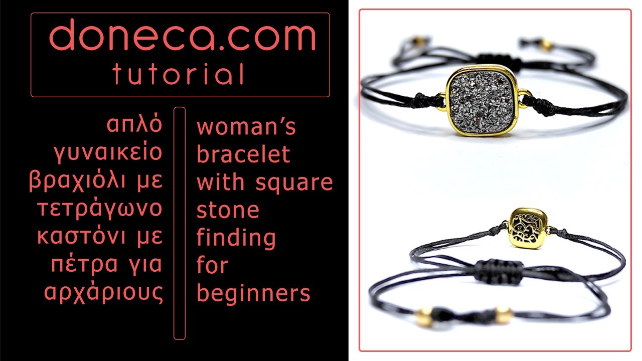 Doneca tutorial womans black square stone bracelet