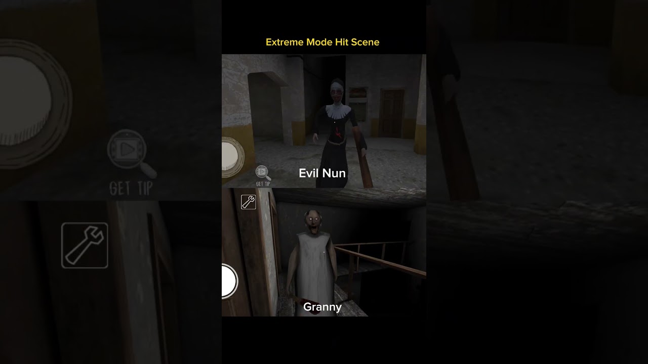 Evil Nun Vs Granny Extreme Mode Hit Scene #granny #grannynewglitch #grannygame #evilnun