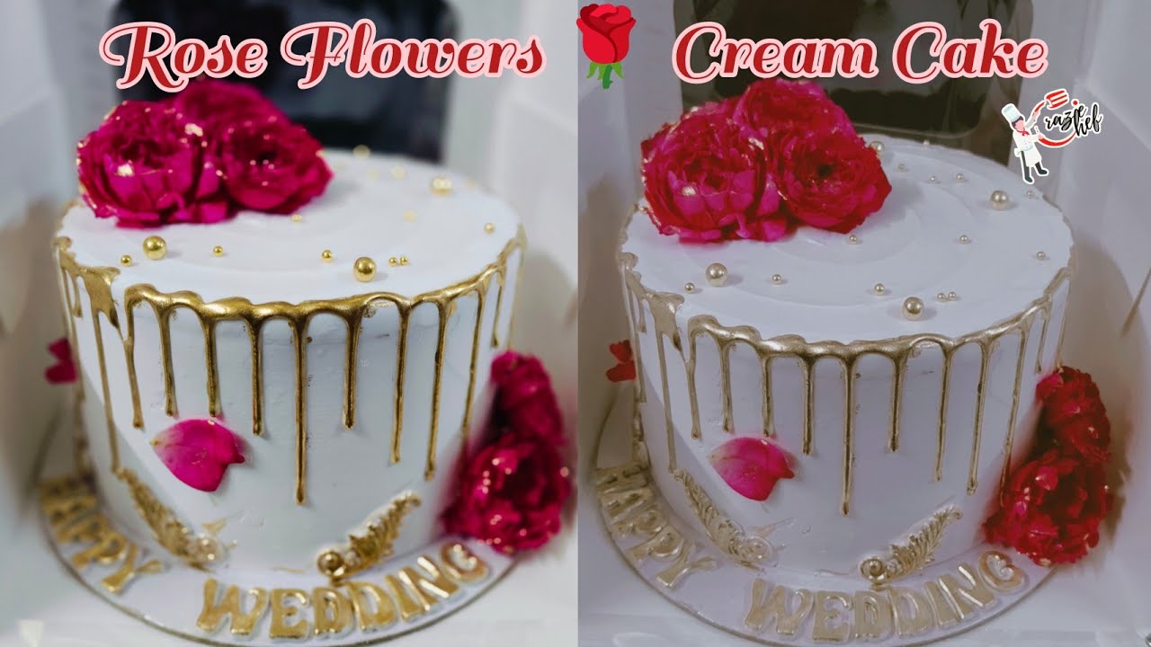 Beautiful Wedding Cake 🌹 | Cream Cake with Fresh Flowers Decoration