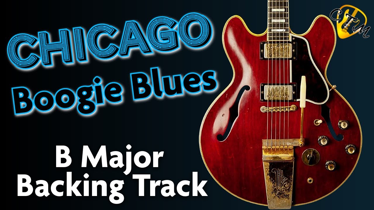 Chicago Boogie Shuffle Blues Guitar Backing Track in B (110 bpm)