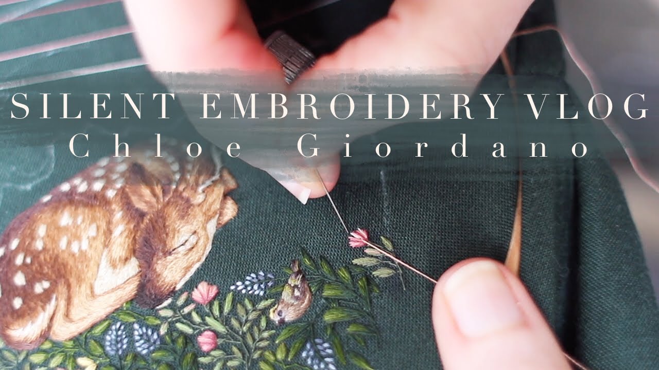 Fawn embroidery progress || Silent Embroidery Vlog