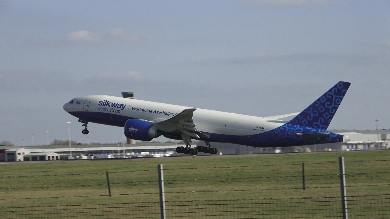 Silk Way West Airlines Brand new Boeing 777- F Departing London- Stansted #planespotting #b777
