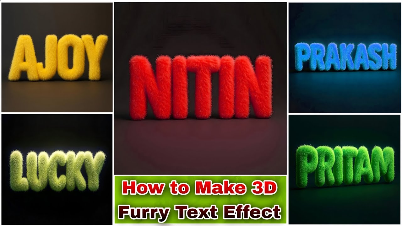 How to Make 3D Furry Text Effect | Fluffy Typography Design Tutorial
