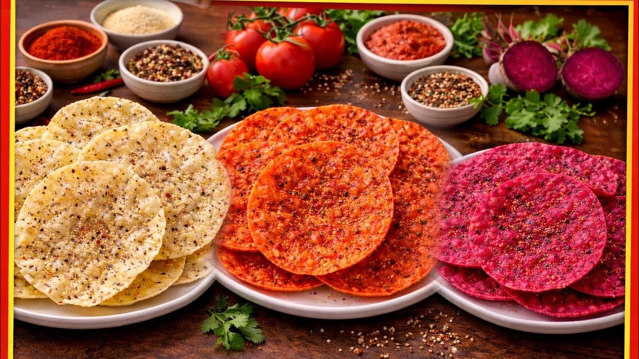 एक विडियो में तीन अलग-अलग तरह के पापड़ की रेसिपी#Sahi tasty and healthyfood#Holispecial#kids special